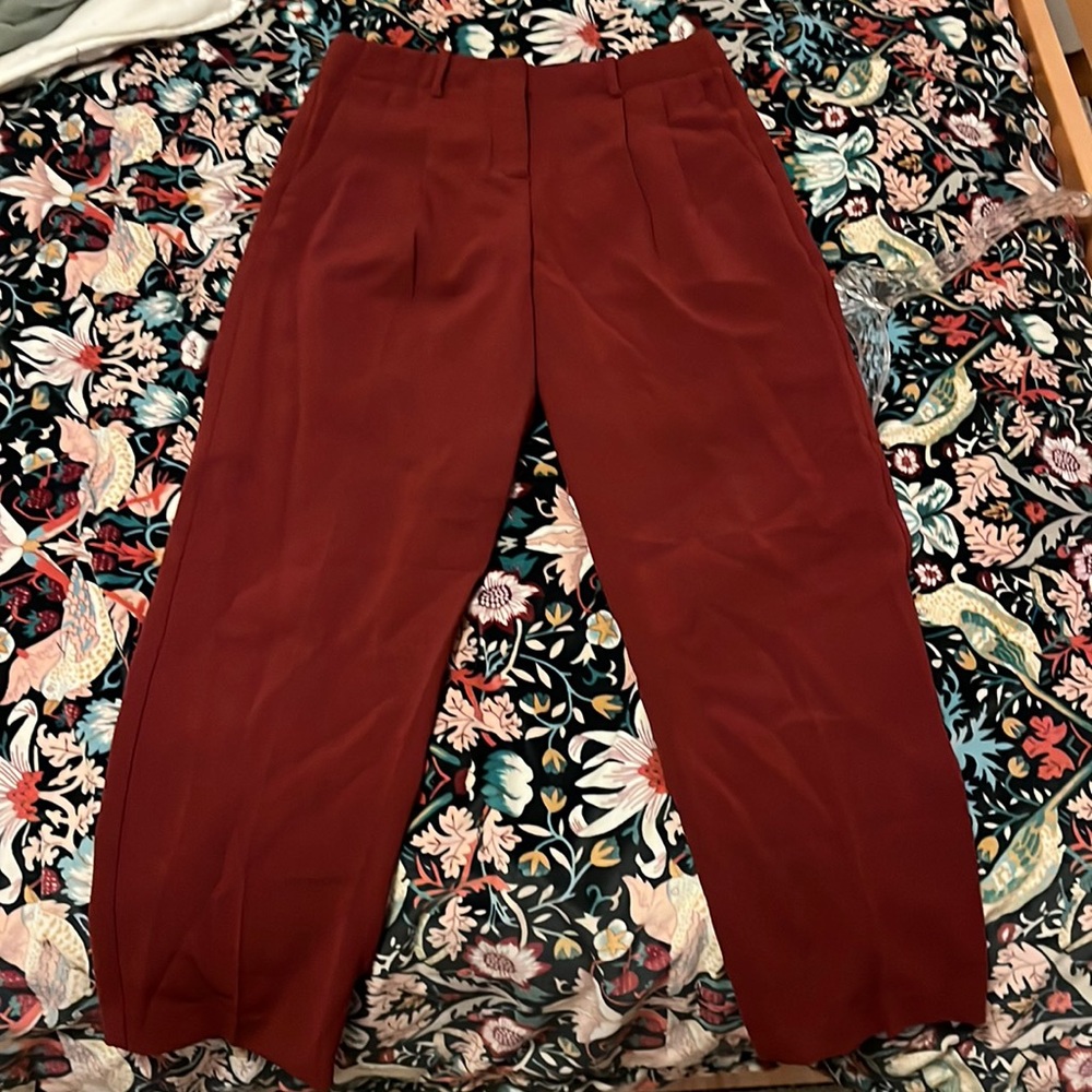 Theory burgundy trousers, size 0